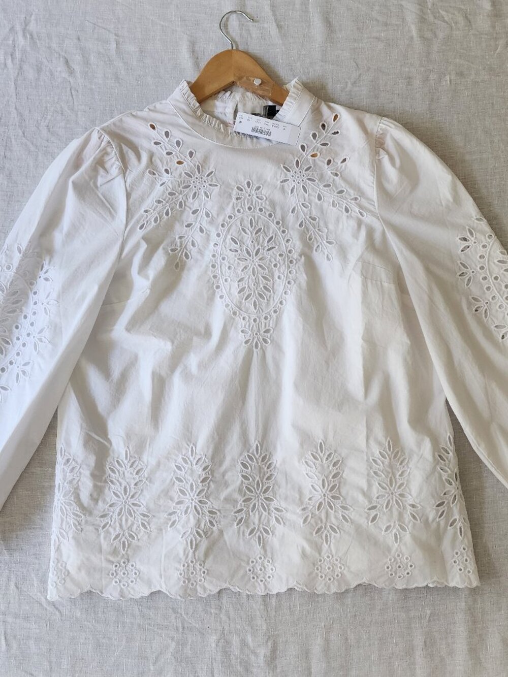 NWT J.Crew White Eyelet Mockneck Blouse + Matching Cami Camisole Set 8